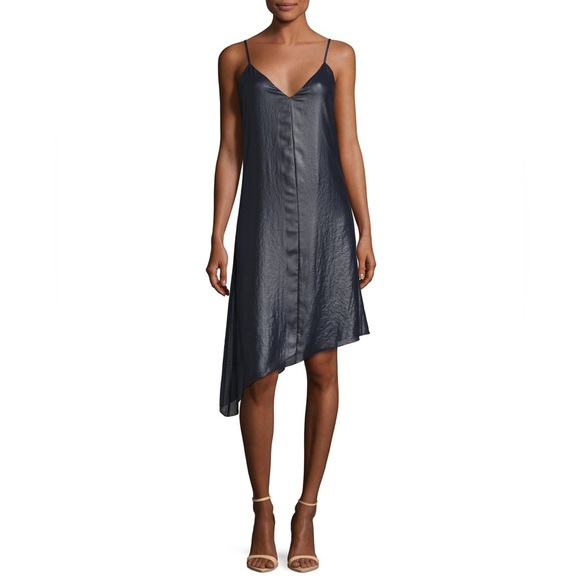 ATM Anthony Thomas Melillo Sleeveless Asymmetric Lacquered Sexy Crepe Dress sz L - Picture 1 of 7